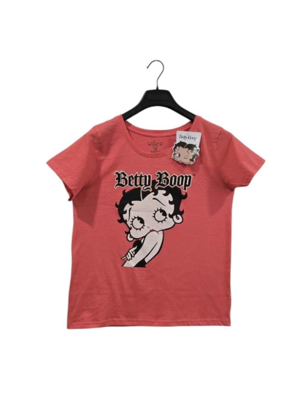 Betty Boop Coral-Pink Short Sleeve Graphic Tee
